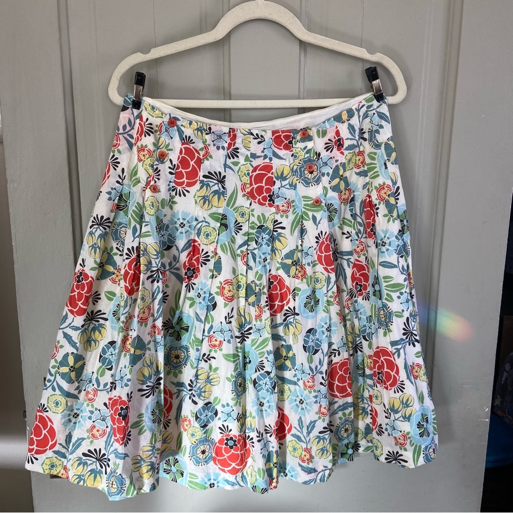 Isda & Co Anthropologie Pleated Floral Hip Skirt